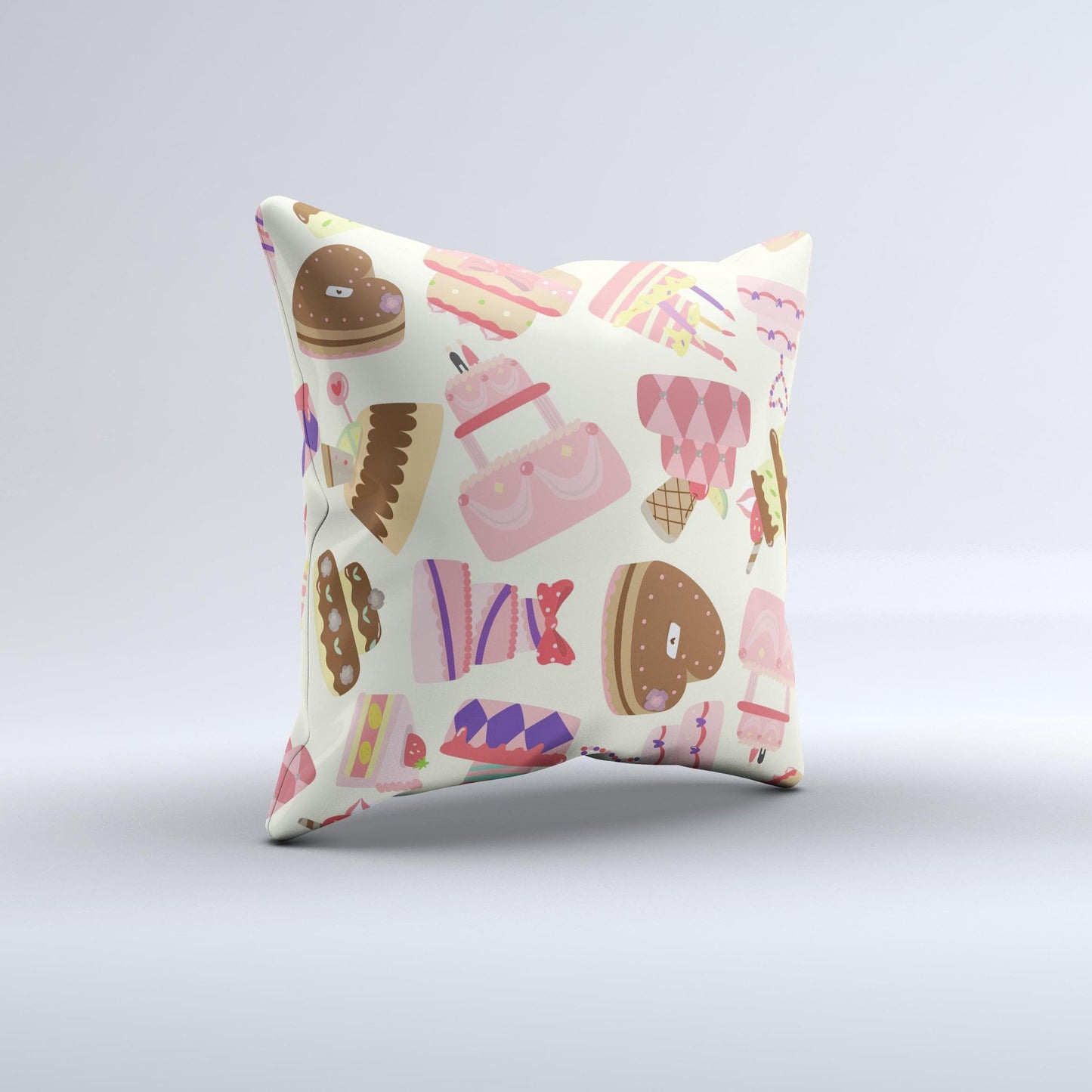Cakes and Sweets Pattern ink-Fuzed Decorative Throw Pillow
