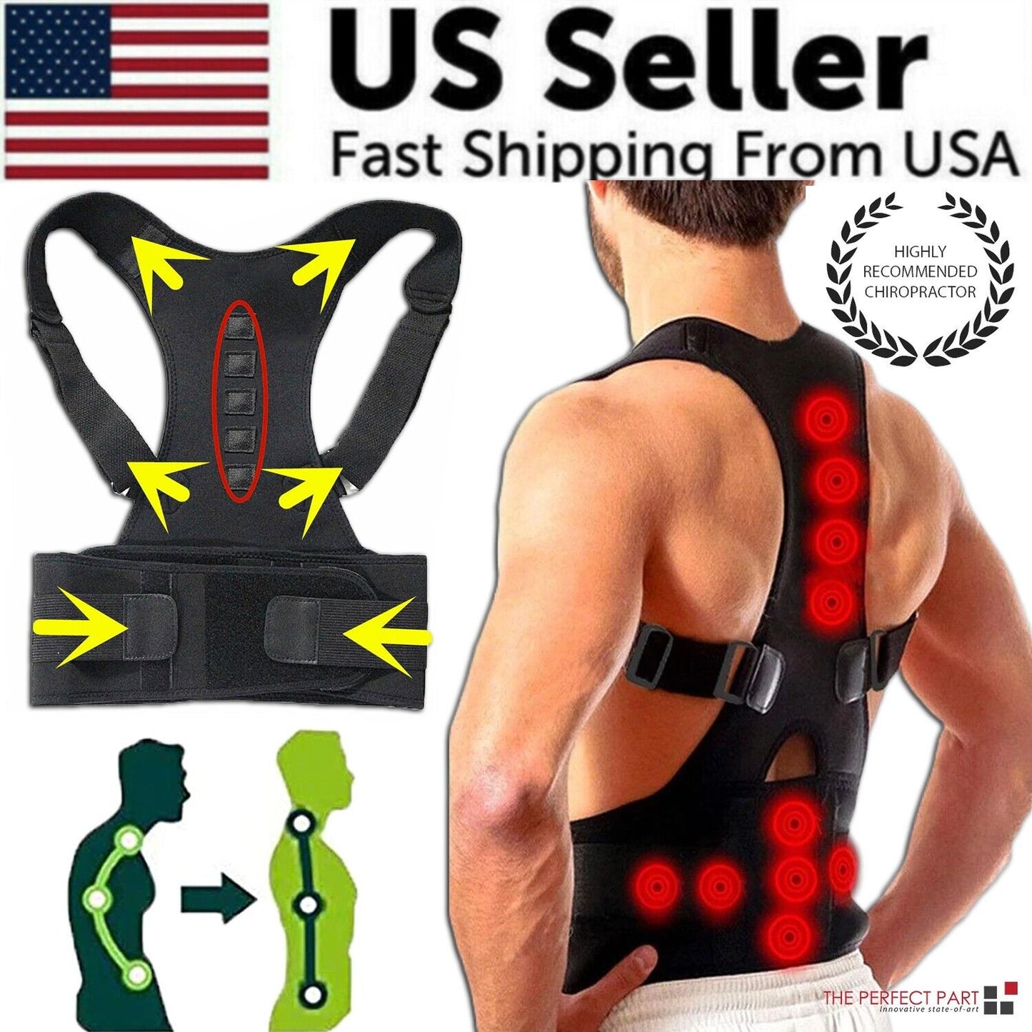 Magnetic Back Shoulder Brace Belt Band