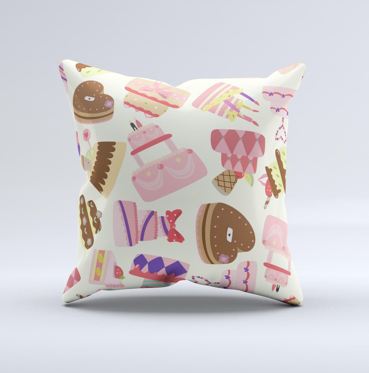 Cakes and Sweets Pattern ink-Fuzed Decorative Throw Pillow