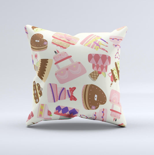 Cakes and Sweets Pattern ink-Fuzed Decorative Throw Pillow