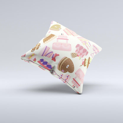 Cakes and Sweets Pattern ink-Fuzed Decorative Throw Pillow