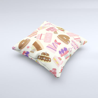 Cakes and Sweets Pattern ink-Fuzed Decorative Throw Pillow