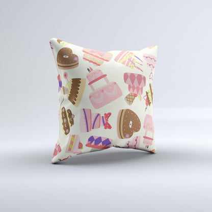 Cakes and Sweets Pattern ink-Fuzed Decorative Throw Pillow
