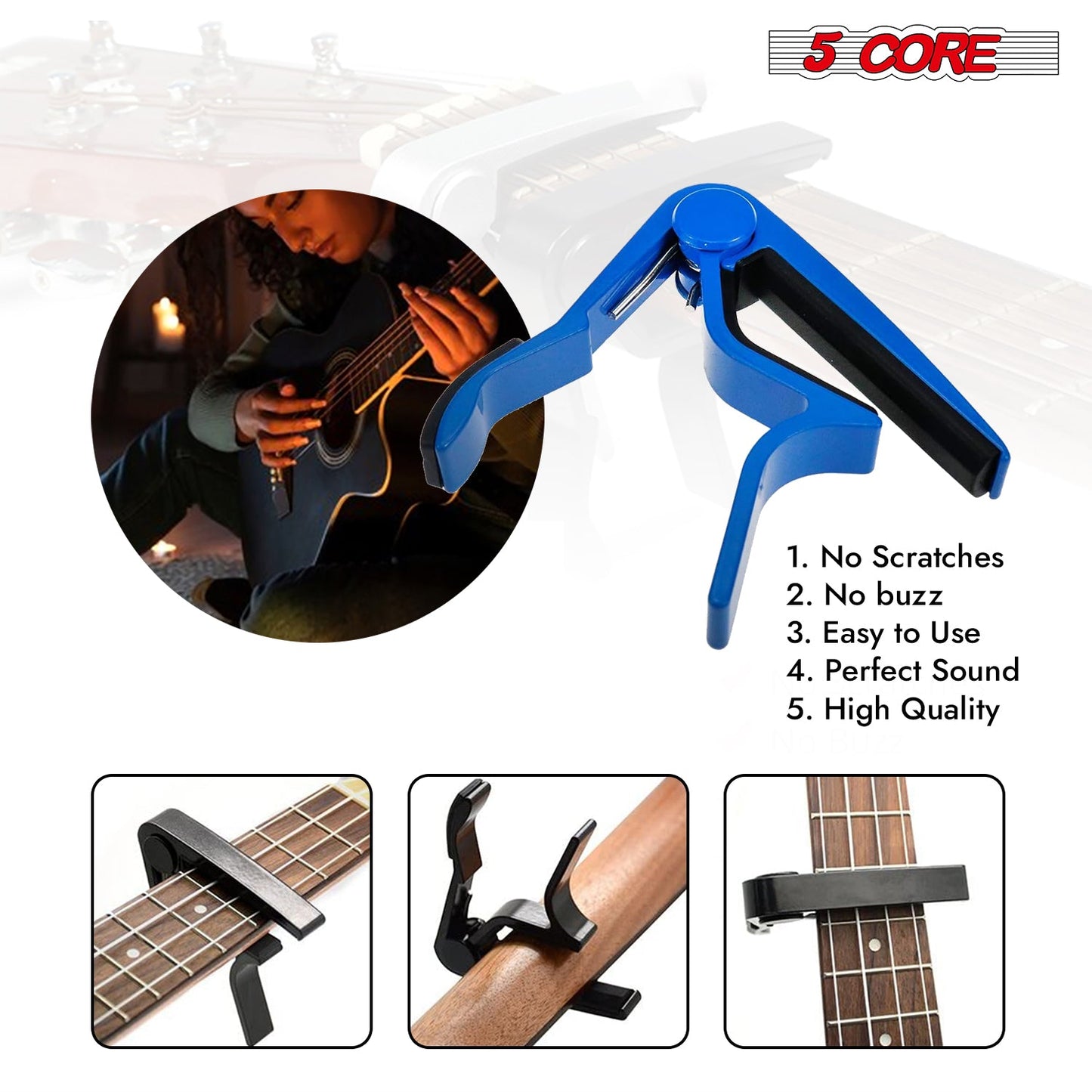 5Core Capo Acoustic Electric Guitar 6 String Kapo Clip For Banjo