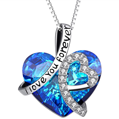 Blue Austrian Crystal Heart Necklace  Passionate About Love