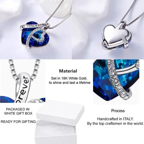 Blue Austrian Crystal Heart Necklace  Passionate About Love