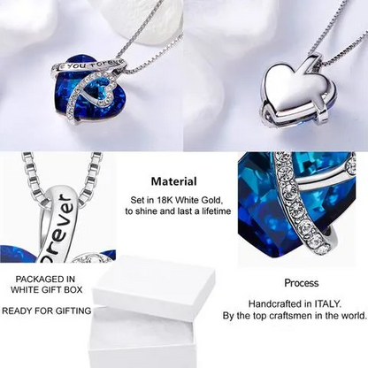 Blue Austrian Crystal Heart Necklace  Passionate About Love