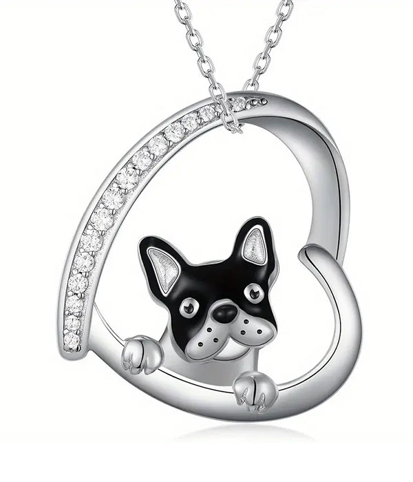 PET LOVERS THEME DOG AND HEART NECKLACE