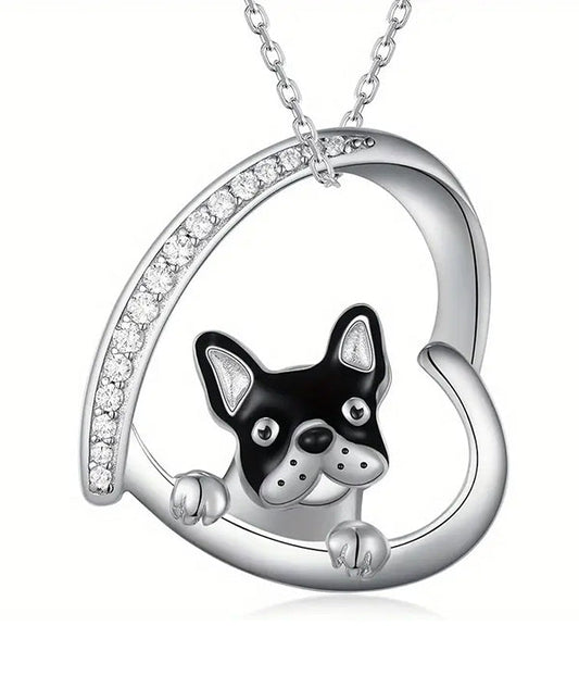 PET LOVERS THEME DOG AND HEART NECKLACE
