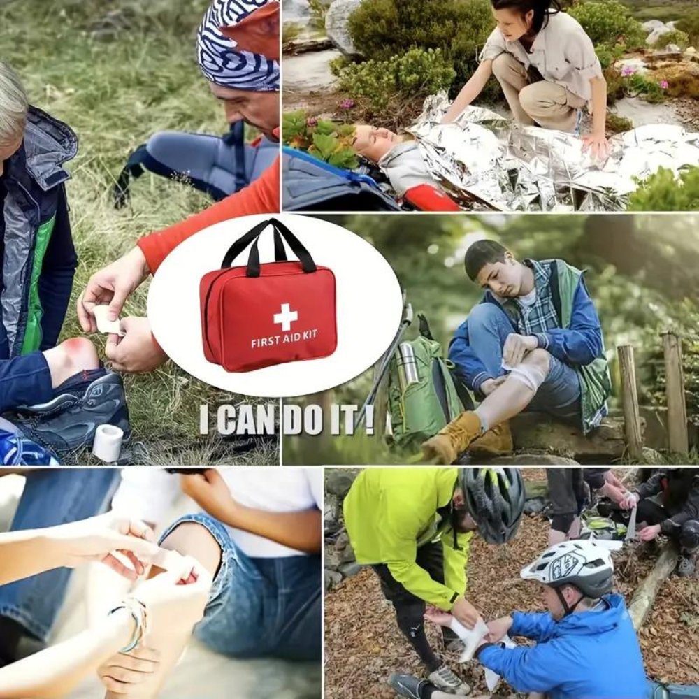 173pcs Large First Aid Kit: Portable Bag For Outdoor Hunting, Hiking,