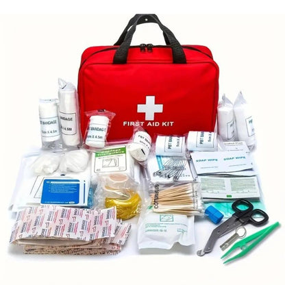 173pcs Large First Aid Kit: Portable Bag For Outdoor Hunting, Hiking,